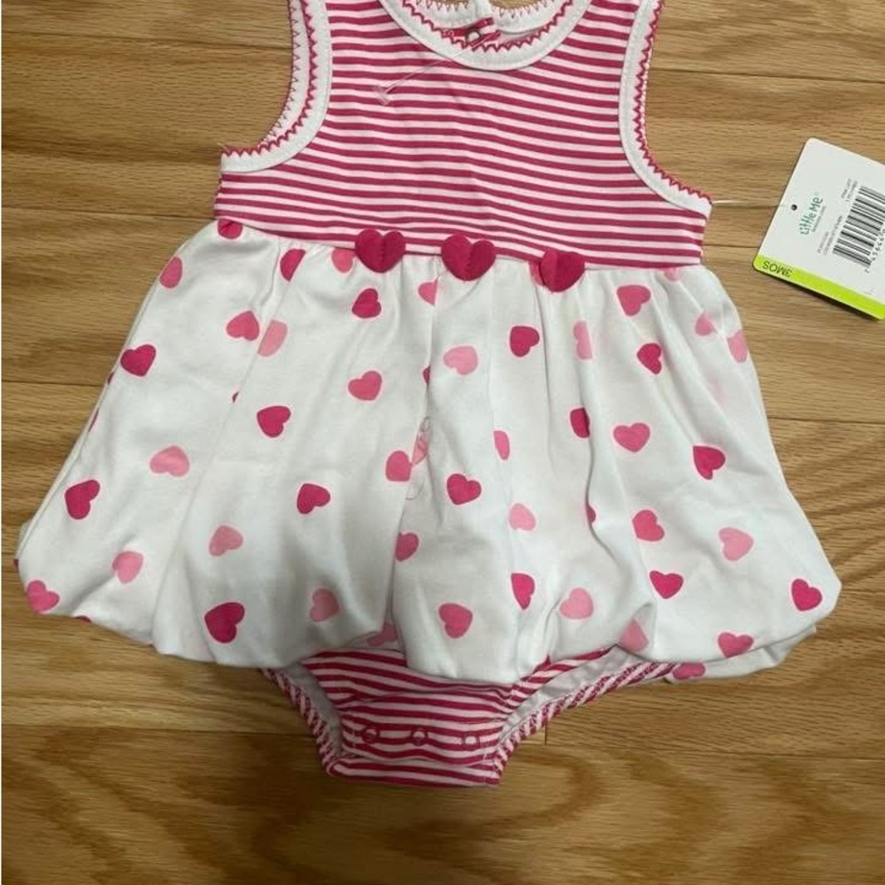 Little Me Pink and White Heart Dress